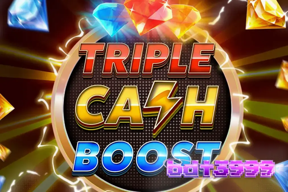 The neon-infused interface of the Triple Cash Boost slot machine.